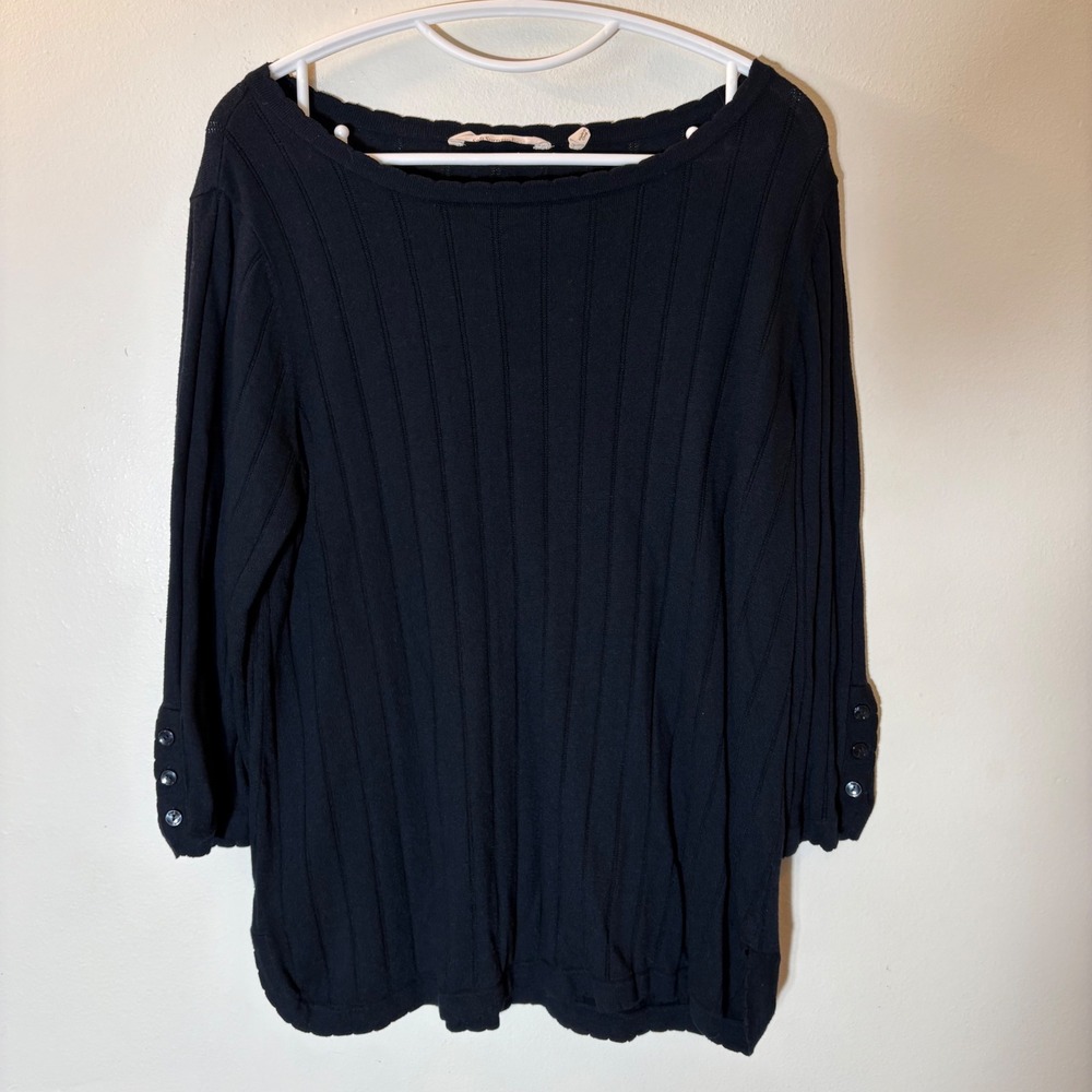 Soft Surroundings Ribbed Knit Sweater Womens Medium Black